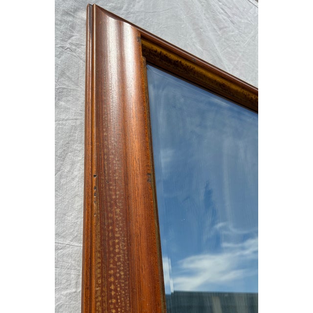 Italian Walnut Wood & Gold Distressed Floor Mirror For Sale In Sacramento - Image 6 of 13