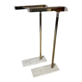 Vintage Postmodern Lucite and Brass Floor Lamps - Pair For Sale