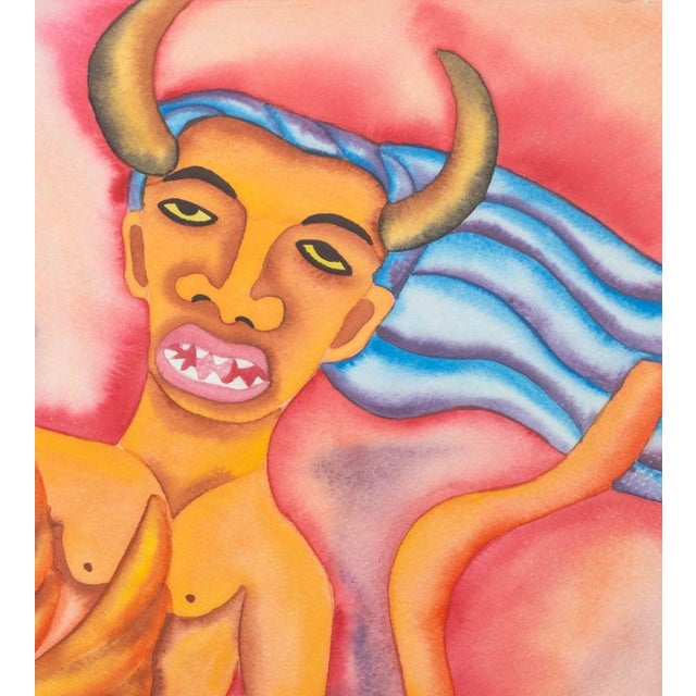 Contemporary Gerardo Navarro Gomez "Diablo Verrgon" Watercolor, 2005 For Sale - Image 3 of 8