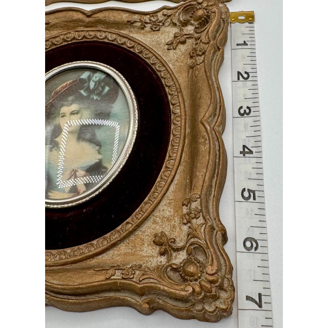 Vintage Cameo Creation Victorian Velvet Framed Lady Portraits - Set of 4 For Sale - Image 9 of 18