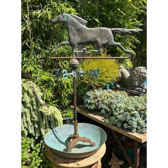 Exceptional 19th Century American Copper Running Horse Weathervane Original Stand For Sale - Image 14 of 18