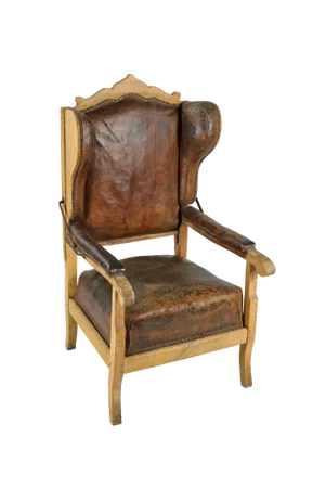 Baroque Pearwood and Leather Armchair, 1770s