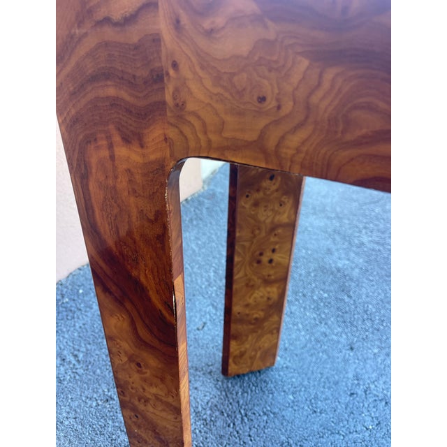 Vintage U-Legged Burl Wood Console Table For Sale - Image 12 of 12