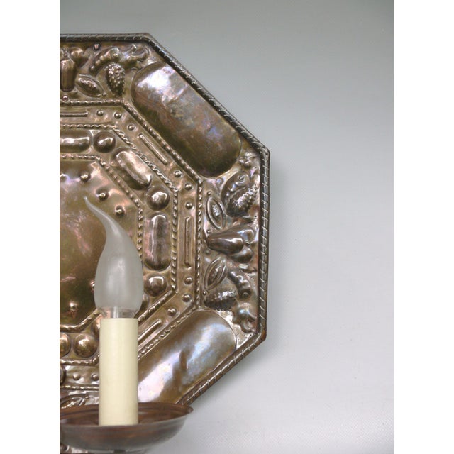 Vintage Art Nouveau Wall Lamp in Patinated Brass, 1890s For Sale - Image 10 of 17