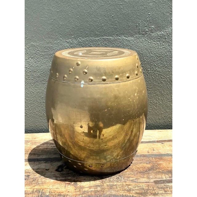 Vintage Asian Brass Low Stool For Sale - Image 9 of 12