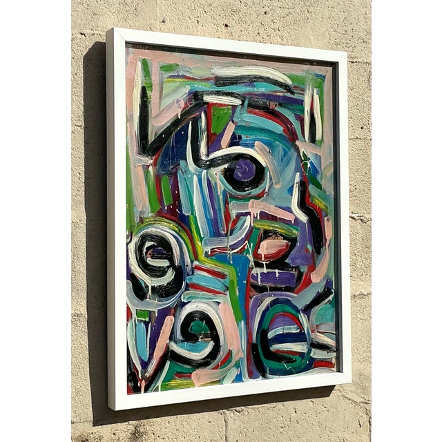 1990s Vintage Boho 1996 Original Abstract on Board For Sale - Image 5 of 10