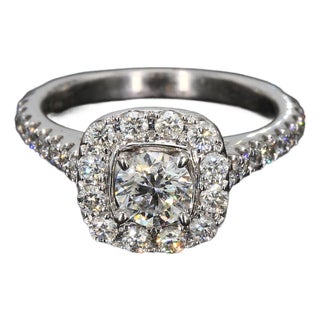 14k White Gold Ring With 5.0ct G/Si2 Center Diamond & Accents - Size 4.75 For Sale
