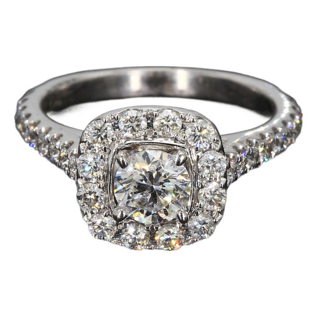 14k White Gold Ring With 5.0ct G/Si2 Center Diamond & Accents - Size 4.75 For Sale