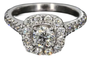 14k White Gold Ring With 5.0ct G/Si2 Center Diamond & Accents - Size 4.75