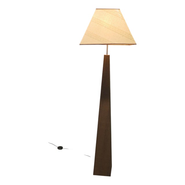 French Postmodern Faux Leather Floor Lamp, 1980 For Sale