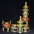 Blue Pair of Vintage Cloisonné Enamel & Gilt Bronze Pagoda Censers / Shrine Vessels For Sale - Image 8 of 9