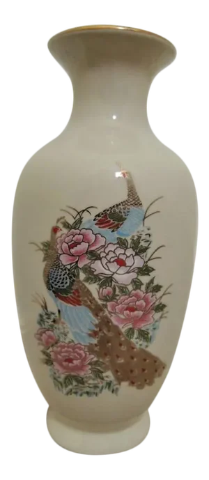 Vintage Japanese Ceramic Peacock Vase