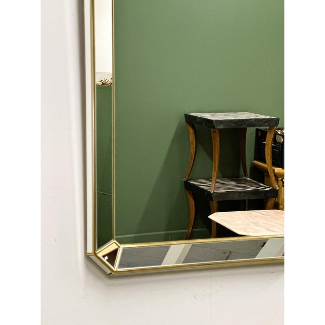 Rectangular Bevelled Mirror with Brass Frame from De Knudt, Belgium, 1980s For Sale - Image 4 of 8