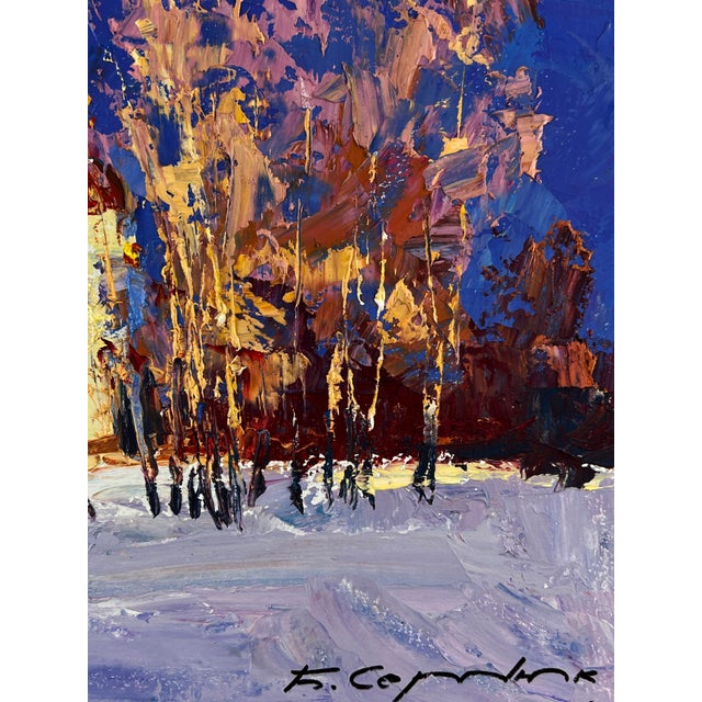 Blue Oil Painting Winter Temple Serdyuk Boris Petrovich For Sale - Image 8 of 10