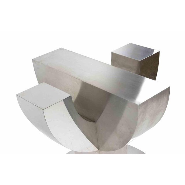 Vintage Metal and Glass Table attributed to Mario Sabot, Italy, 1970s For Sale - Image 3 of 9