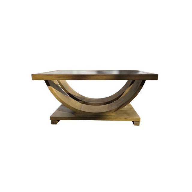 Rare 40s Solid Wood Coffee Table W/Glass Top Attributed to Brown Saltman - Refinished For Sale - Image 10 of 14