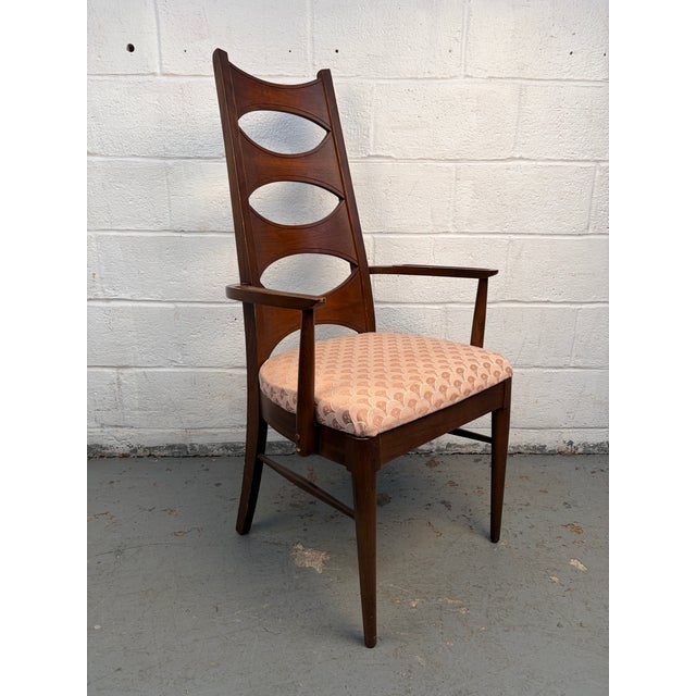 Set of Six Mid-Century Upholstered Walnut Dining Chairs by Thomasville For Sale - Image 9 of 17