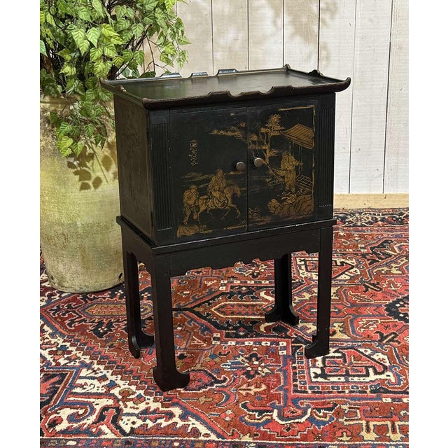Small Painted Fir Wood Sideboard with Asian Decoration, 1950s For Sale - Image 11 of 16