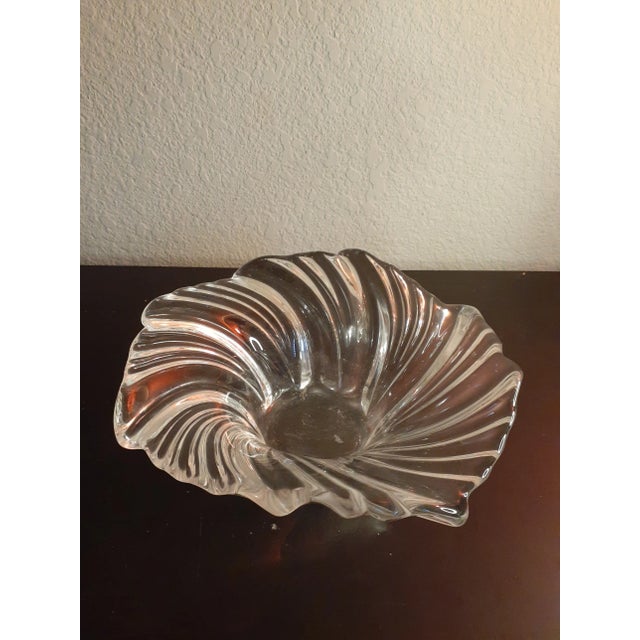 Glass 1980s Swirl Crystal France Bowl & Bud Vase Set - Set of 2 For Sale - Image 7 of 8
