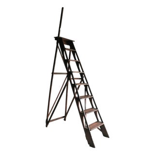 Antique Foldable Library Ladder, Belgium, 1920s For Sale