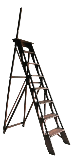 Antique Foldable Library Ladder, Belgium, 1920s