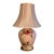 Vintage Floral Ceramic Table Lamp With Brass Base & Bell Shade For Sale