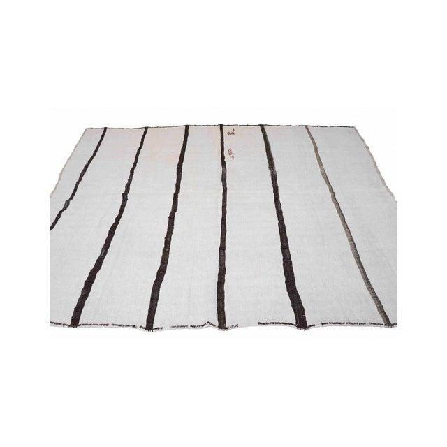 Black White Vintage Hemp Kilim Rug - 6`6" X 8`4" For Sale In Los Angeles - Image 6 of 6