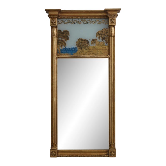 Friedman Brothers Eglomise Top Federal Mirror For Sale