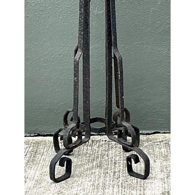 Vintage Hammered Iron and Wells Cement Planter Stand For Sale - Image 4 of 13