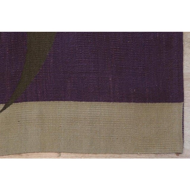Mid-Century Modern 6x8 Purple Flat Weave Wool Geometric Abstraction Vintage Mid Century Carpet Rug For Sale - Image 3 of 4