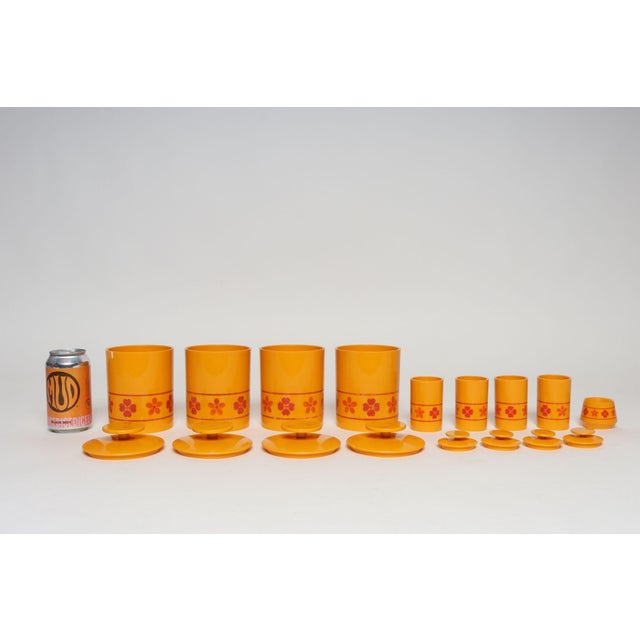 Vintage French Orange Melamine Ten Piece Canister / Spice Set by Sitap For Sale - Image 4 of 18