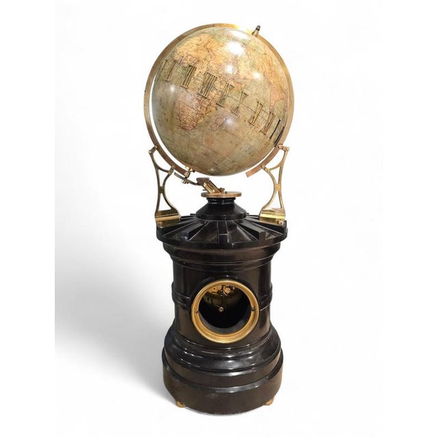 Orrery Tellurio Rotating Terrestrial Globe Clock by Ludw. Jul. Heymann, Leipzig, 1885 For Sale - Image 11 of 16