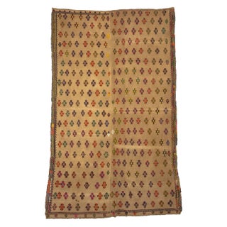 1960s Vintage Cotton Turkish Kilim Rug- 5′11″ × 9′6″ For Sale