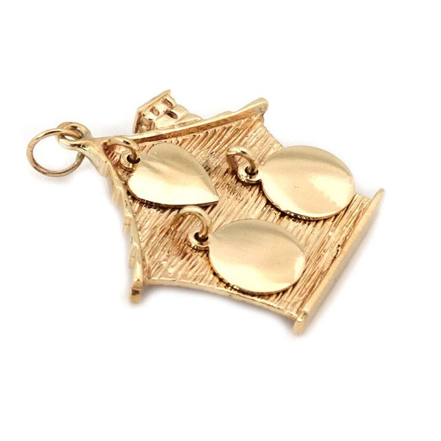 Mid 20th Century Dangling 14k Yellow Gold House Charm Pendant For Sale - Image 4 of 5