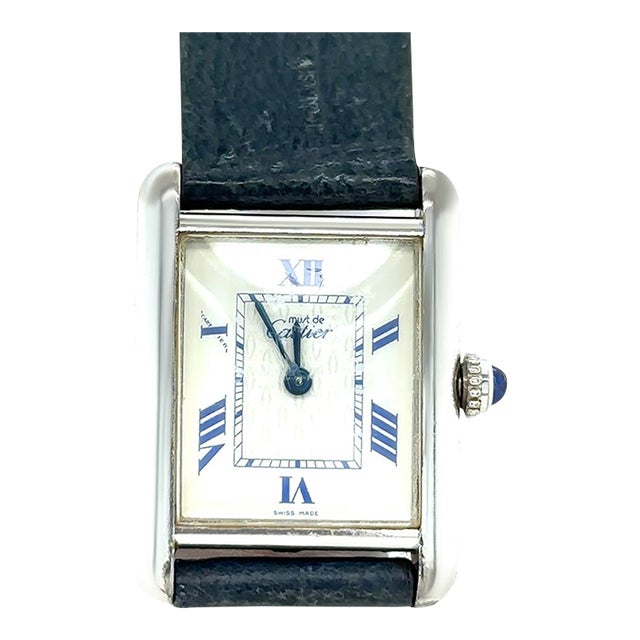 Cartier Tank Must Silver Quartz Watch Green Strap For Sale