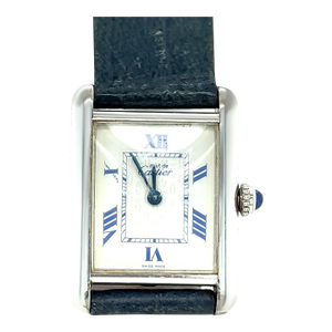 Cartier Tank Must Silver Quartz Watch Green Strap