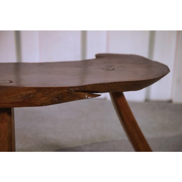 Wood Vintage Brutalist Oak Stool, 1960s For Sale - Image 7 of 10