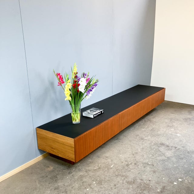 1960s Minimalist Lowboard in Teak and Black Formica Top, 1960s For Sale - Image 5 of 14