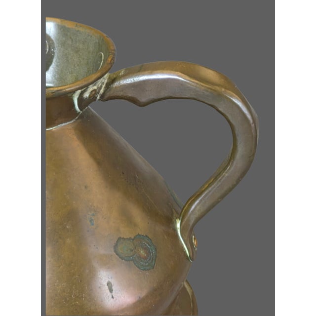 Antique Victorian English Tavern Copper Measuring Harvest Jug Marked Quart For Sale - Image 4 of 13