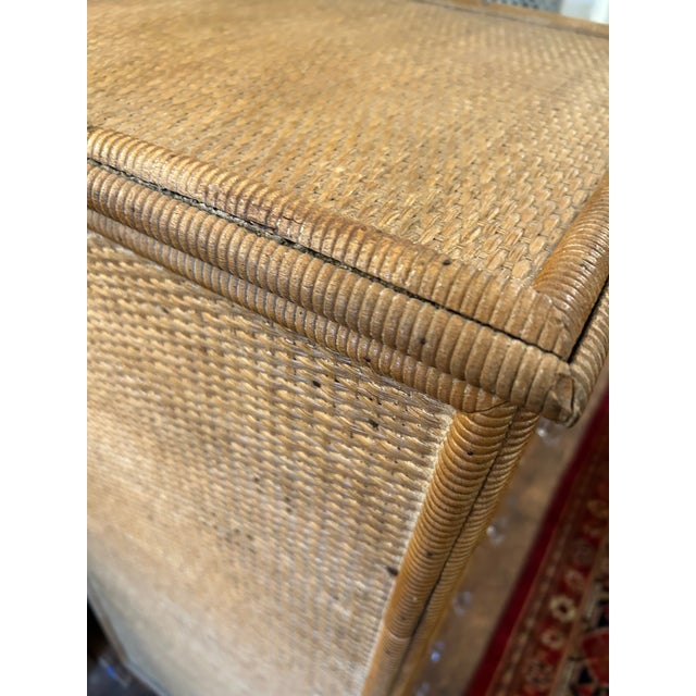 Nantucket Antique Wicker Multi Drawer Tall Chest Commode For Sale - Image 9 of 11