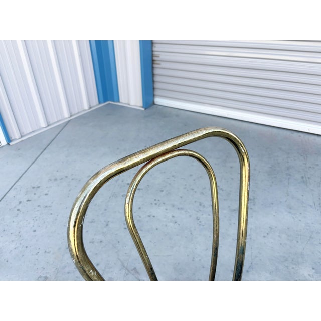 1980s Set of 4 Vintage Hollywood Regency Brass & Royal Blue Velvet Dining Chairs For Sale - Image 15 of 16