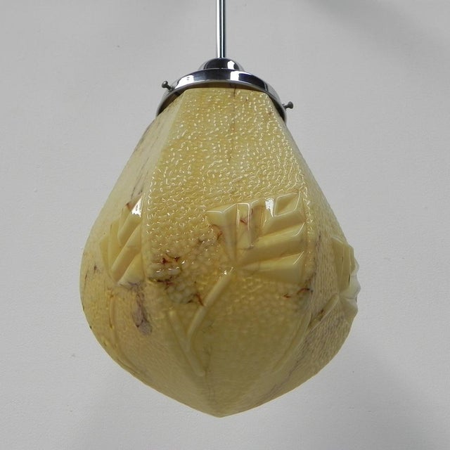 Art Deco Hanging Lamp with Marbled Hexagonal Shade, 1930s For Sale - Image 6 of 18