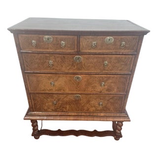 Antique Queen Anne Burr Chest on Stand in Walnut, 1700s For Sale