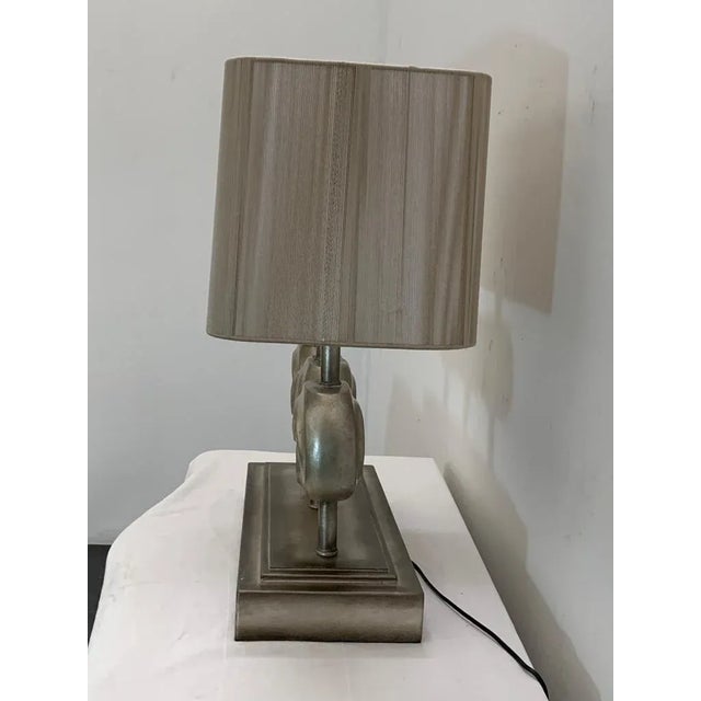 Splendid generous size lamp with adjustable projectionable resin elements inserted on metal pipes. Lampshade with silk...