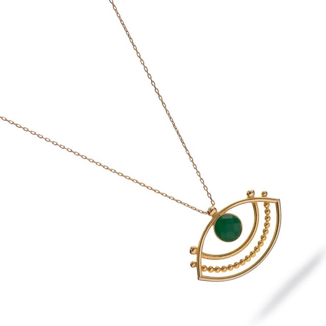 Eternal Vision Emerald Eye Gold Necklace For Sale - Image 10 of 11