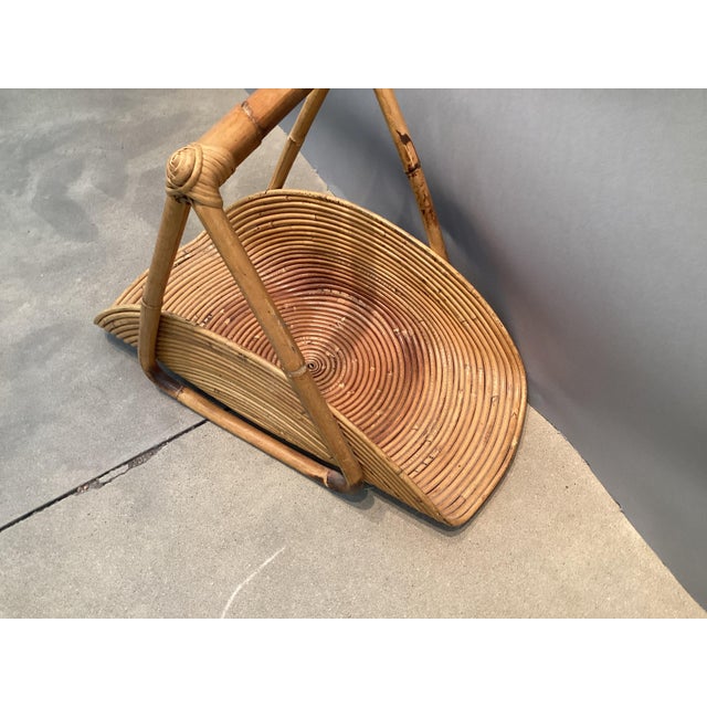 Mid-Century Modern Italian Mid Century Pencil Reed and Rattan Magazine Stand For Sale - Image 3 of 5