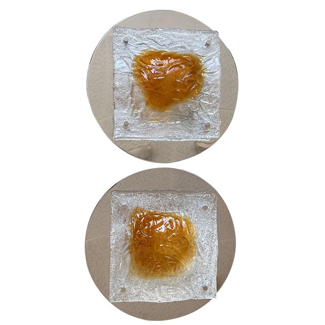 Mid-Century Italian Murano Glass Flush Mount attributed to Mazzega, 1970s For Sale