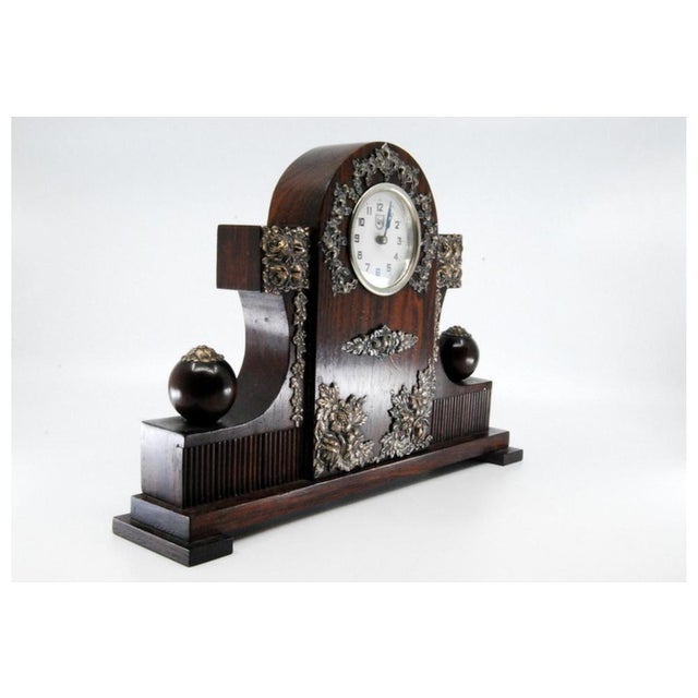 Wooden Regulator Clock with Silver Applications For Sale - Image 6 of 11