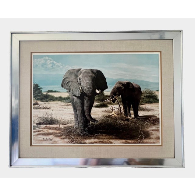 Metal 1970s Signed Limited Edition “Elephants at Kilimanjaro” by Artist Charles Francé Framed For Sale - Image 7 of 9