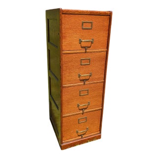 Antique Quarter Sawn Oak Four Drawer File Cabinet 1920s Lot 1 For Sale